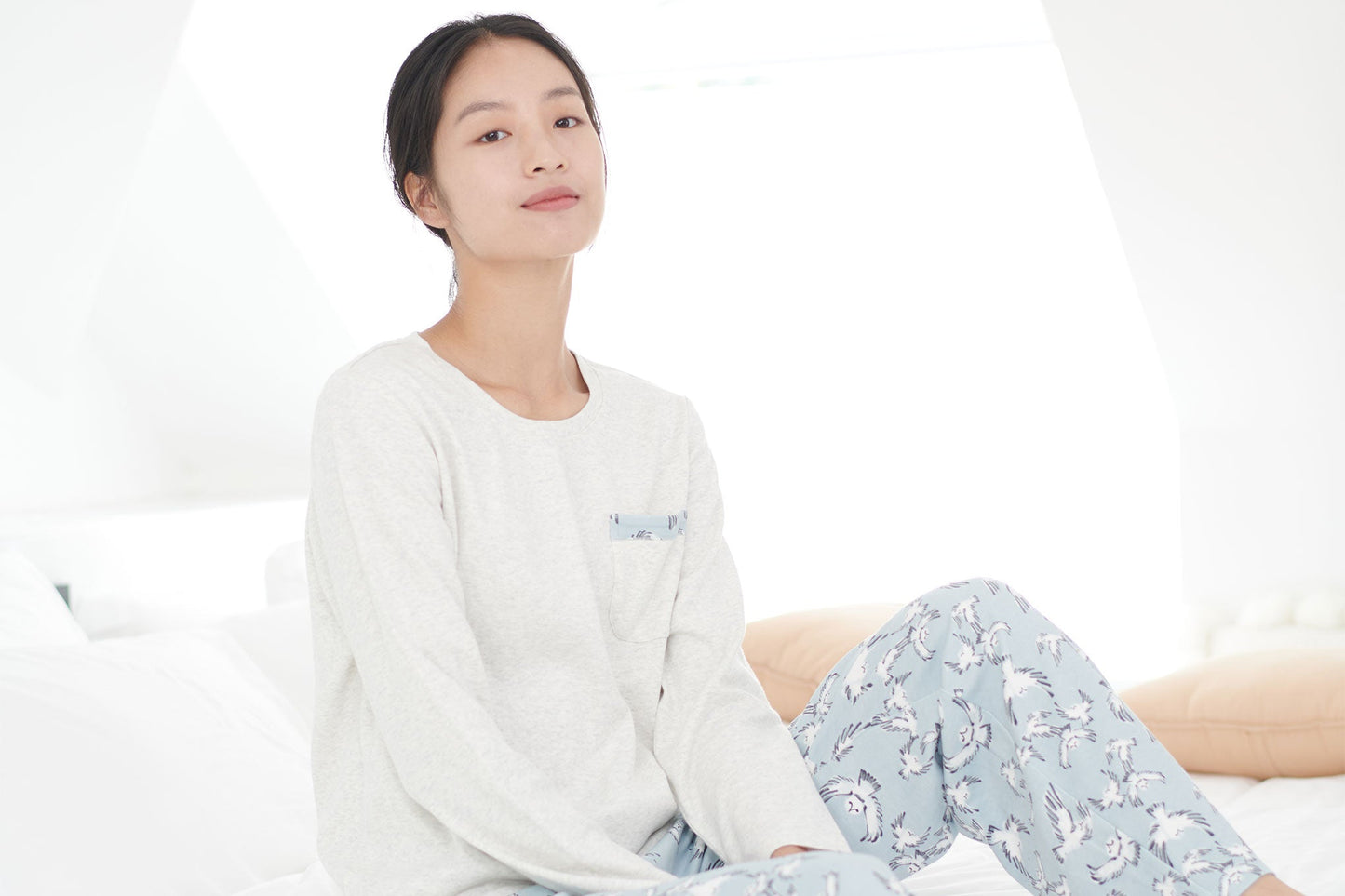 Women's Long Sleeve Pocket Tee PJ Set