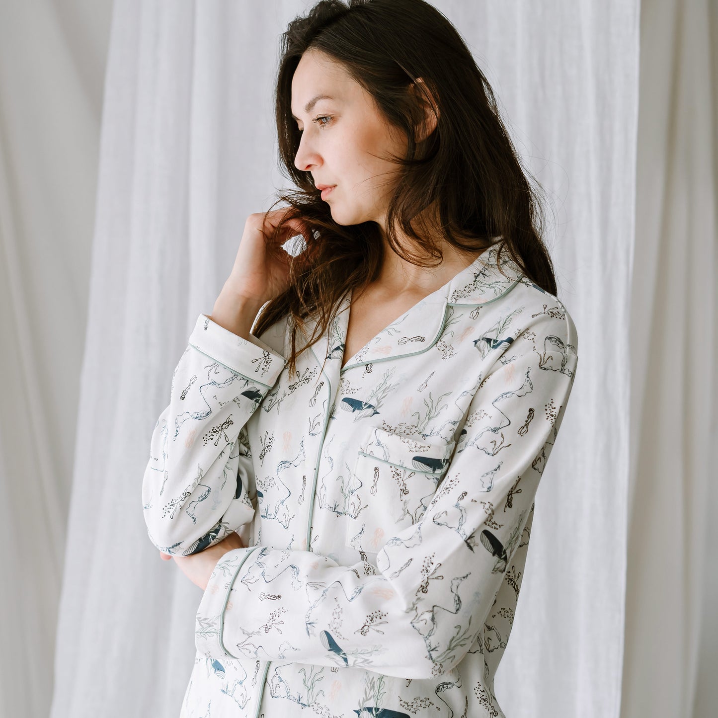 Women's Long Sleeve Button-Up Pj Set