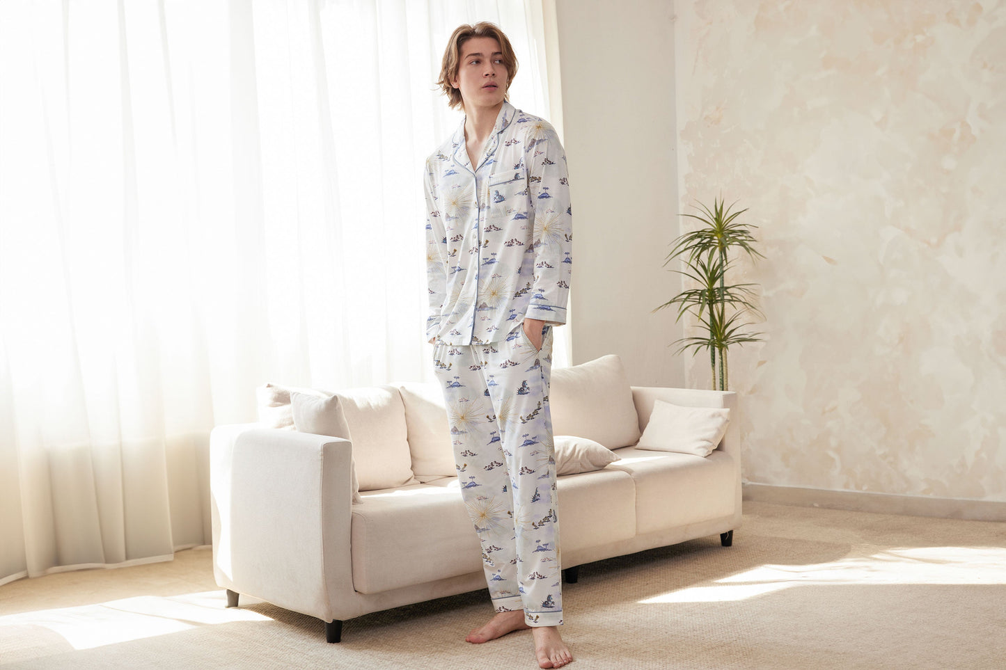 Long Sleeve Unisex Button-up Adult PJ Set