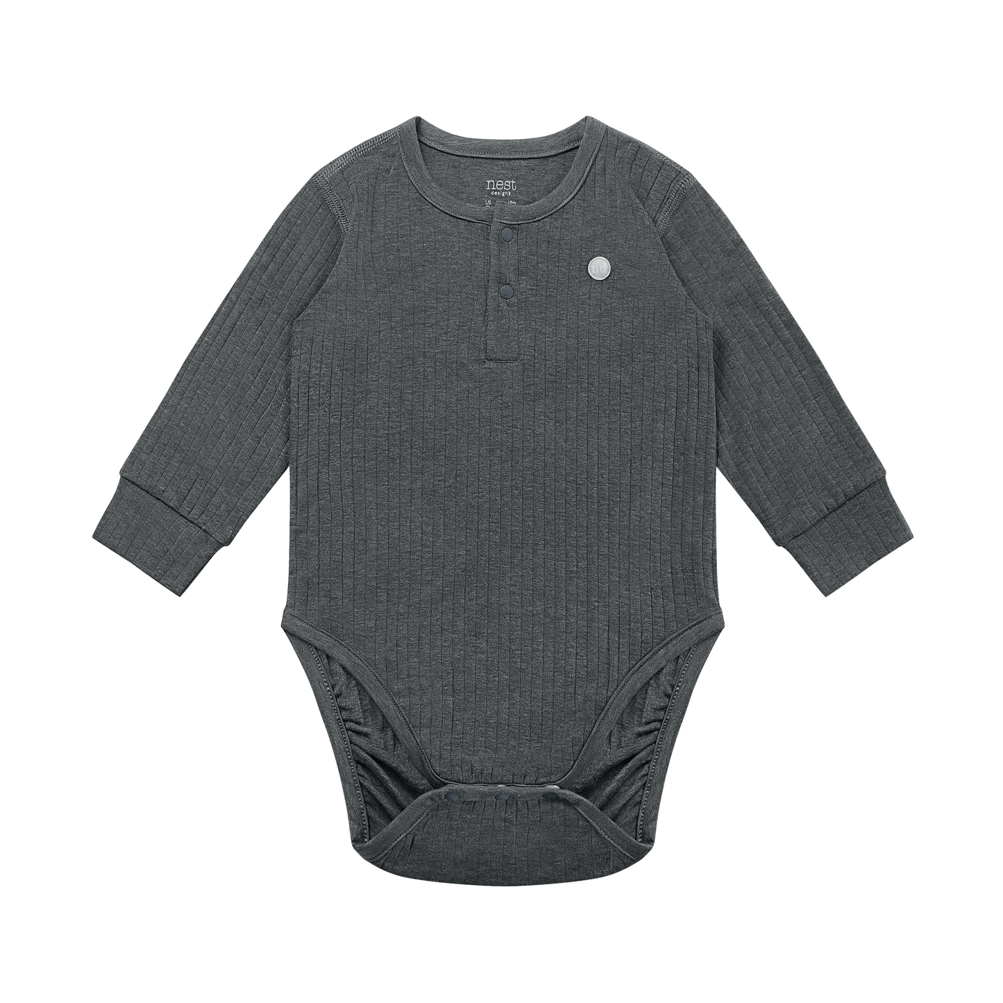 Basics Ribbed Long Sleeve Henley Onesie