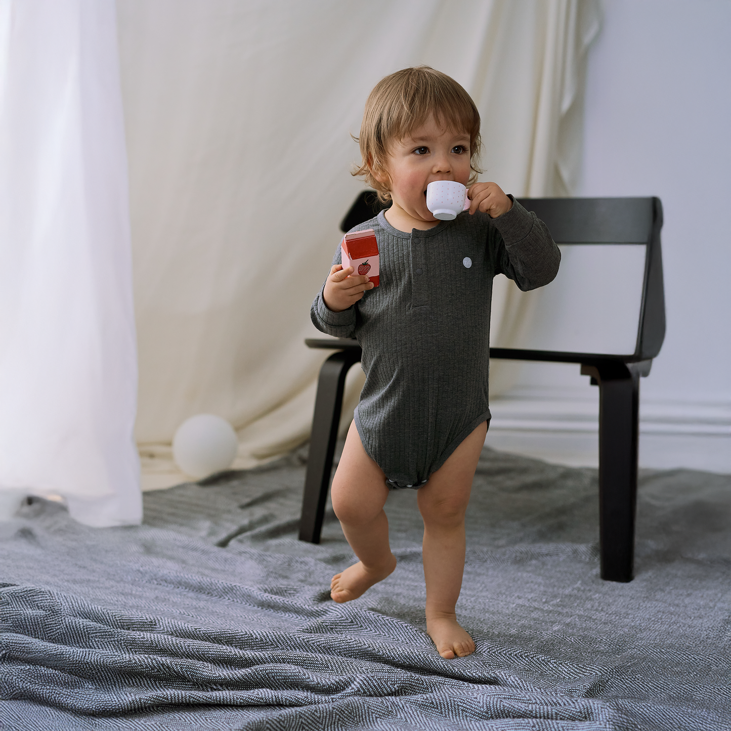 Basics Ribbed Long Sleeve Henley Onesie