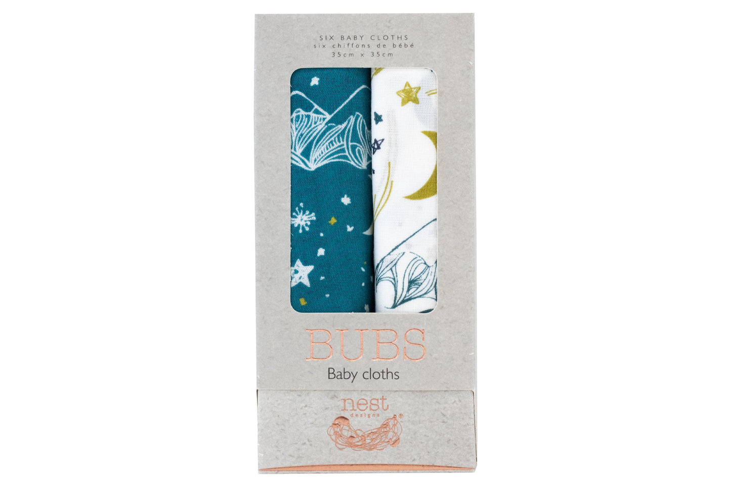 Bamboo Bubs Baby Washcloth Set (6 Pack) - Stars - Nest Designs