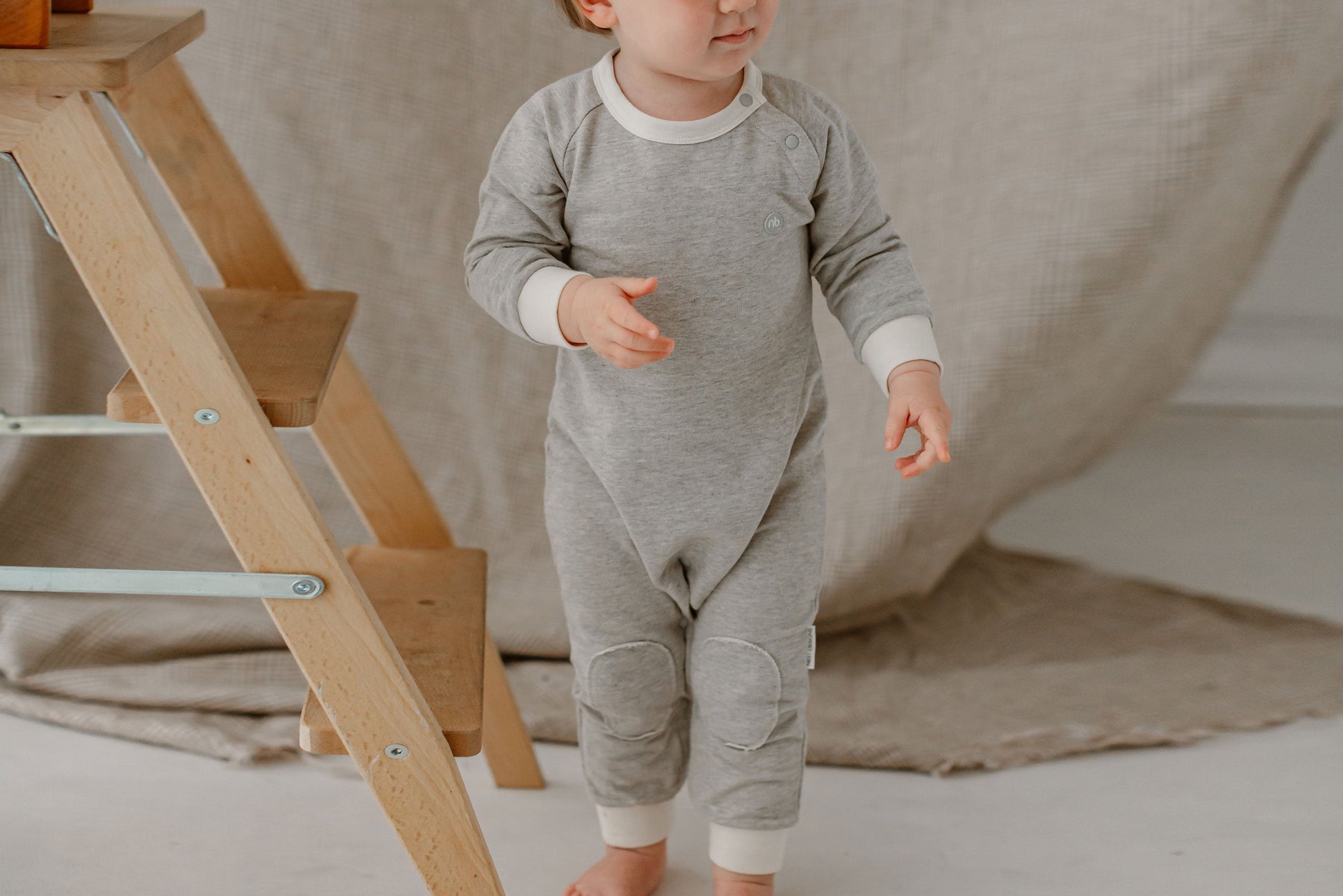 Basics French Terry Long Sleeve Romper - Grey - Nest Designs