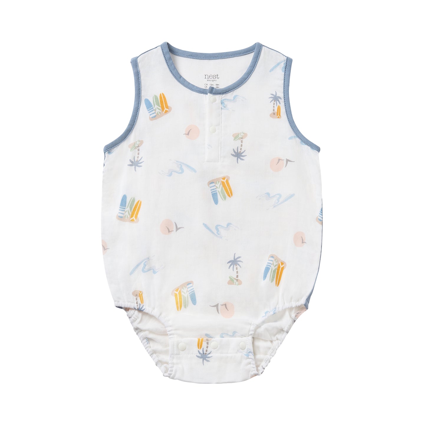 Sleeveless Henley Onesie