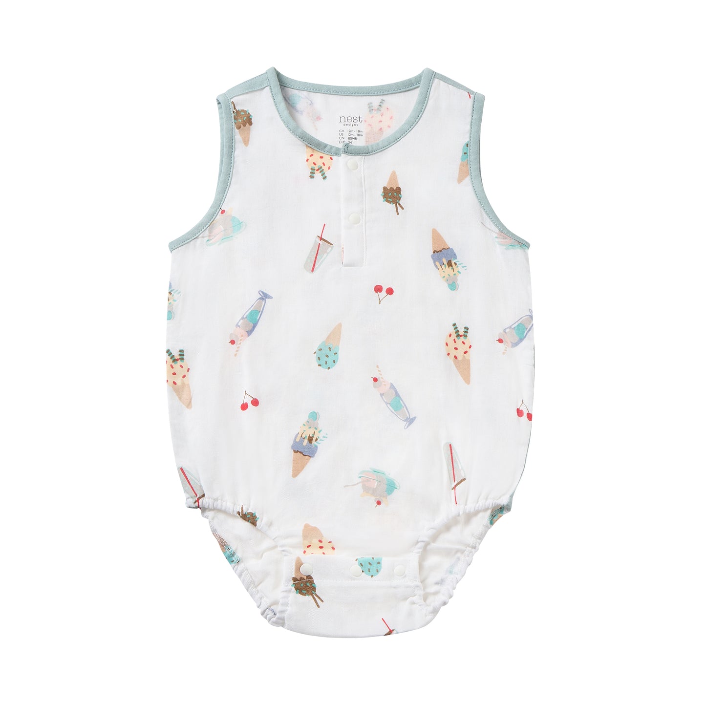 Sleeveless Henley Onesie