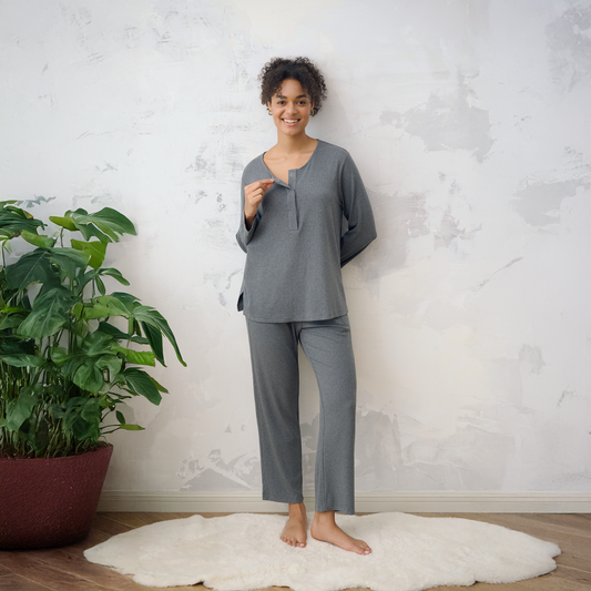 Nest Bump Women's Knit Henley Nursing PJ Set