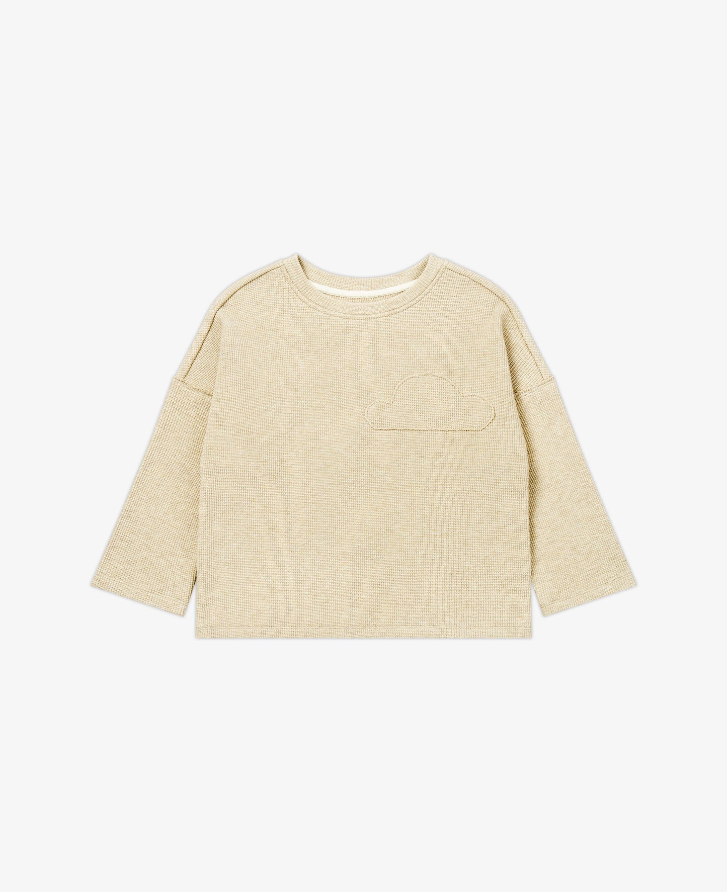 Raw Edge Waffle Knit Long Sleeve Top