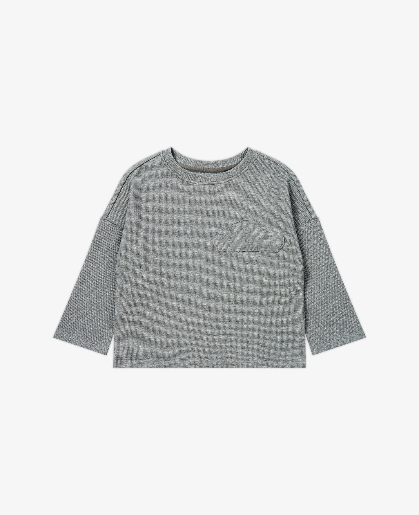 Raw Edge Waffle Knit Long Sleeve Top