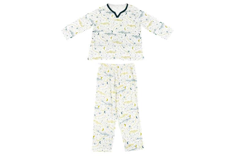 Women's Bamboo Pima 3/4 Sleeve Nursing PJ Set - Stars White - Nest Designs