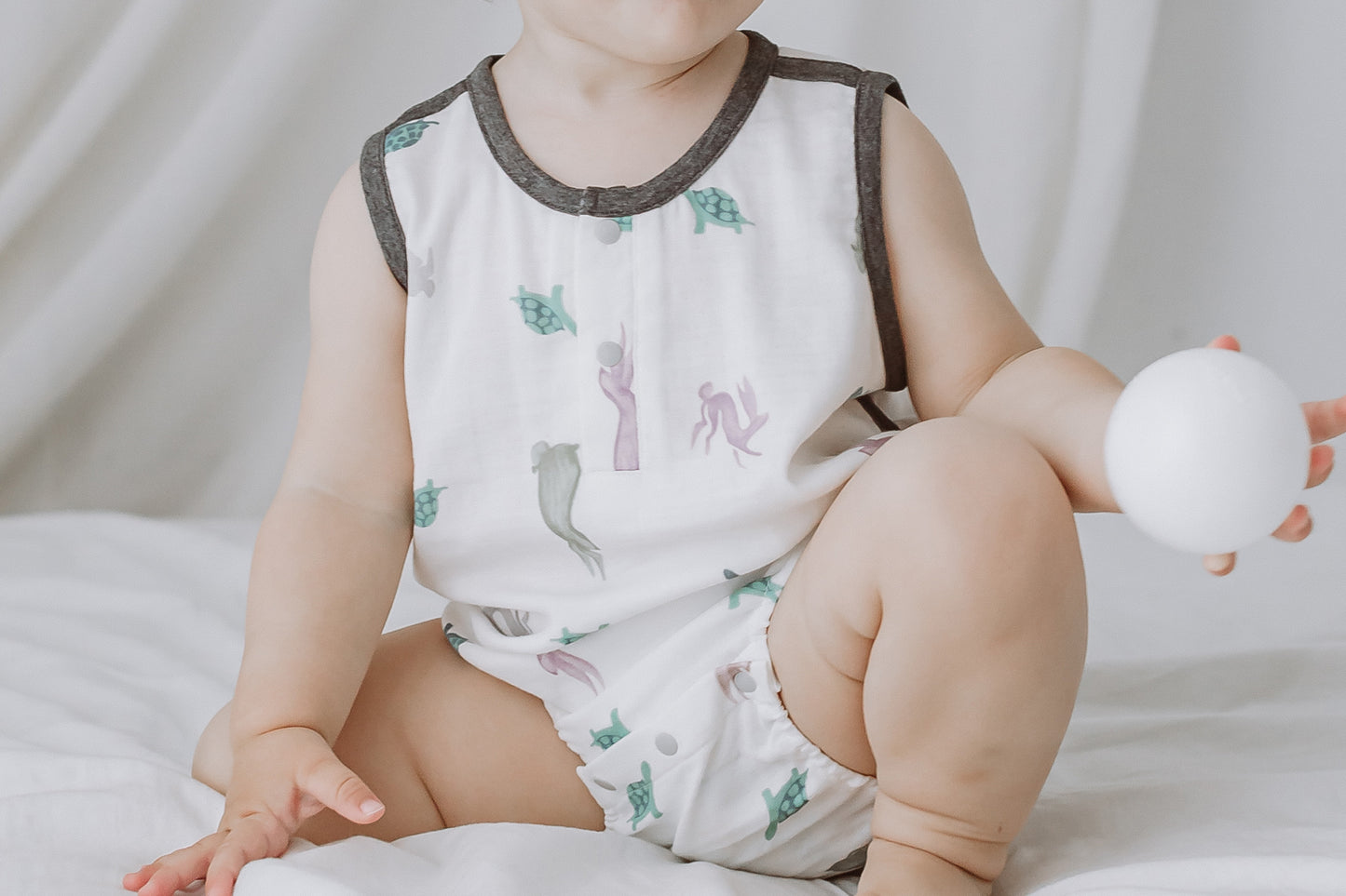 Sleeveless Henley Onesie